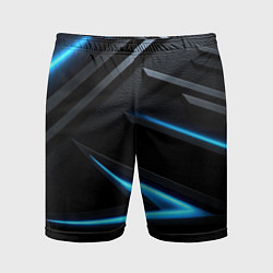 Шорты спортивные мужские Черный и синий фон с абстракцией, цвет: 3D-принт