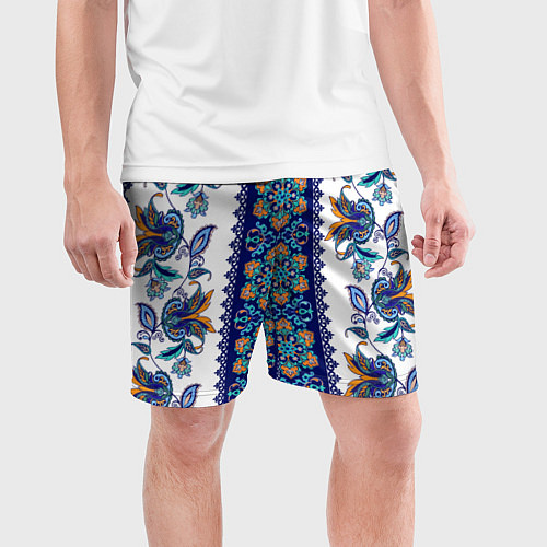 Мужские спортивные шорты Цветочный этнический орнамент / 3D-принт – фото 3