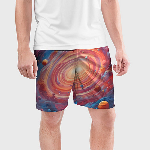 Мужские спортивные шорты Галактика в спирали / 3D-принт – фото 3