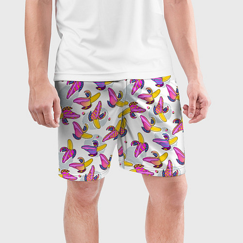 Мужские спортивные шорты Разноцветный банан / 3D-принт – фото 3