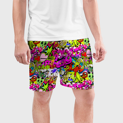 Мужские спортивные шорты Цветное граффити / 3D-принт – фото 3