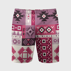 Шорты спортивные мужские Этническая геометрия в розовой палитре, цвет: 3D-принт