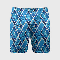 Мужские спортивные шорты Синие треугольники и белые полосы