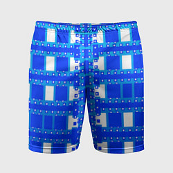 Шорты спортивные мужские Синие и белые квадраты, цвет: 3D-принт