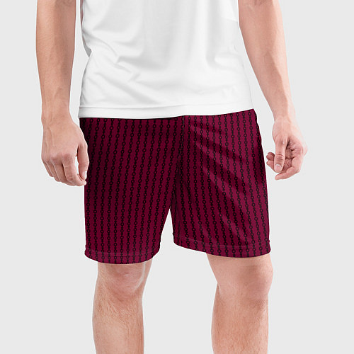 Мужские спортивные шорты Полосы цепочки красно-пурпурный / 3D-принт – фото 3
