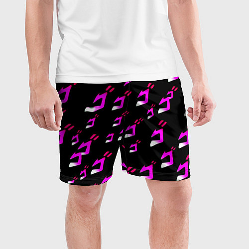Мужские спортивные шорты JoJos Bizarre neon pattern logo / 3D-принт – фото 3
