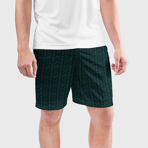 Мужские спортивные шорты Ажурный тёмно-зелёный / 3D-принт – фото 3