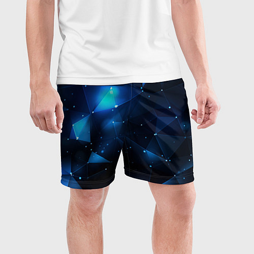 Мужские спортивные шорты Синяя геометрическая абстракция / 3D-принт – фото 3