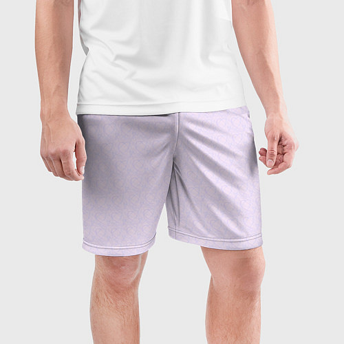 Мужские спортивные шорты Бледный паттерн контуров сердец / 3D-принт – фото 3