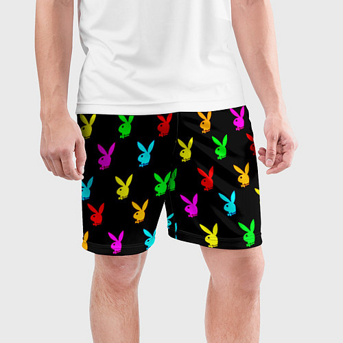 Мужские спортивные шорты Playboy pattern неон / 3D-принт – фото 3
