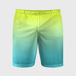 Шорты спортивные мужские Ярко-зеленый и бирюзовый градиент, цвет: 3D-принт