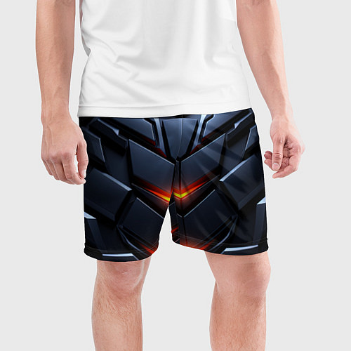 Мужские спортивные шорты Объемная броня с ярким светом / 3D-принт – фото 3