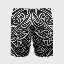 Шорты спортивные мужские Чёрно белые узоры, цвет: 3D-принт