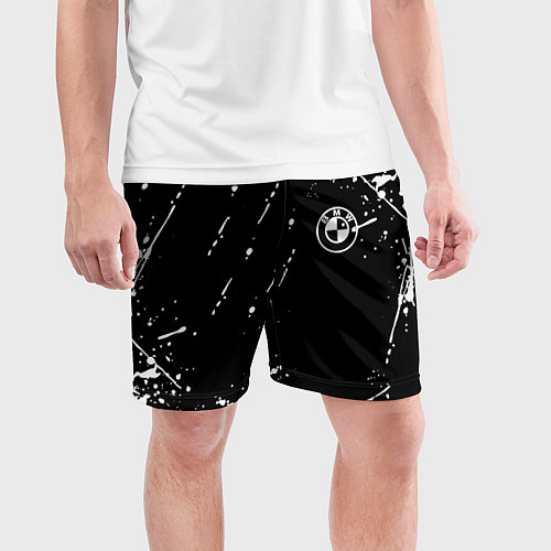 Мужские спортивные шорты BMW белые краски про спорт / 3D-принт – фото 3