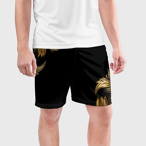 Мужские спортивные шорты Объемные узоры на черной ткани лепнина / 3D-принт – фото 3