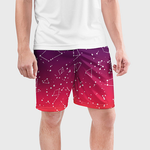 Мужские спортивные шорты Созвездия в розовом небе / 3D-принт – фото 3
