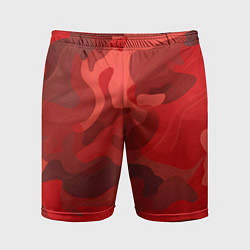 Шорты спортивные мужские Красный камуфляж крупный, цвет: 3D-принт