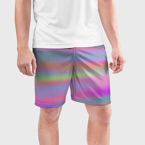 Мужские спортивные шорты Голографические неоновые полосы / 3D-принт – фото 3