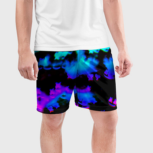 Мужские спортивные шорты Marshmello neon space / 3D-принт – фото 3
