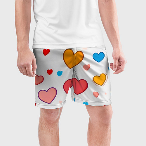 Мужские спортивные шорты Сердца сердечки / 3D-принт – фото 3