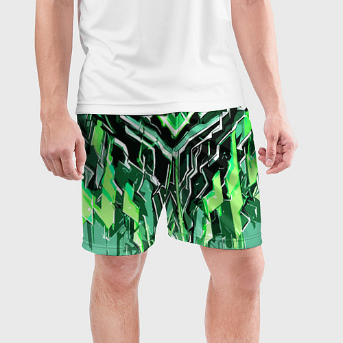 Мужские спортивные шорты Зелёный камень / 3D-принт – фото 3