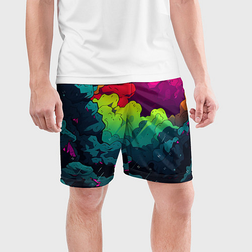 Мужские спортивные шорты Кислотная яркая абстракция / 3D-принт – фото 3