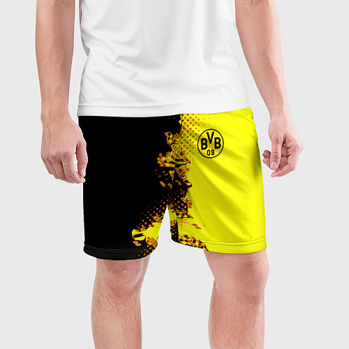 Мужские спортивные шорты Borussia fc sport краски / 3D-принт – фото 3