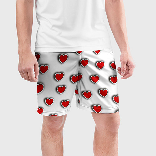 Мужские спортивные шорты Стикеры наклейки объемные сердечки / 3D-принт – фото 3