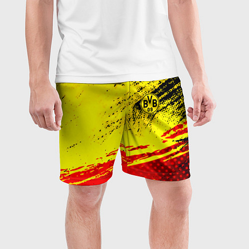 Мужские спортивные шорты Borussia color краски спорт / 3D-принт – фото 3