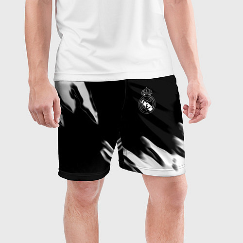 Мужские спортивные шорты Real madrid белые краски текстура / 3D-принт – фото 3