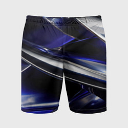 Мужские спортивные шорты Синие и серебреные абстрактные полосы