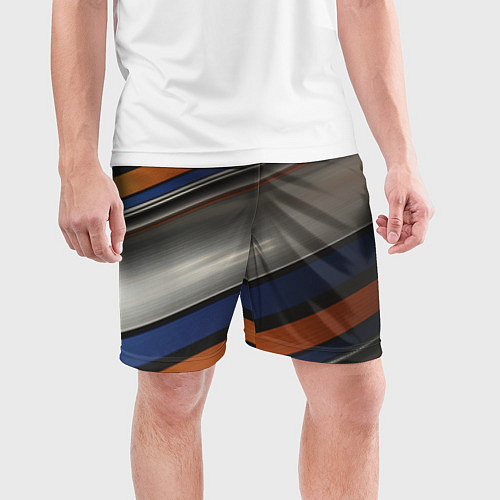 Мужские спортивные шорты Разноцветные прямые полосы / 3D-принт – фото 3