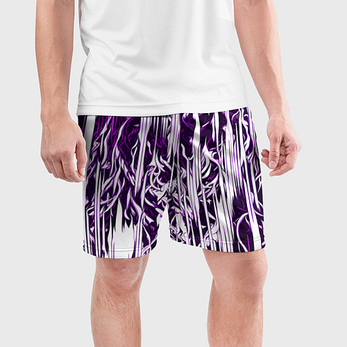 Мужские спортивные шорты Розовые и белые абстрактные узоры / 3D-принт – фото 3
