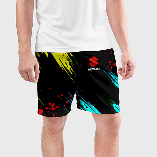 Мужские спортивные шорты Suzuki краски абстрактные / 3D-принт – фото 3