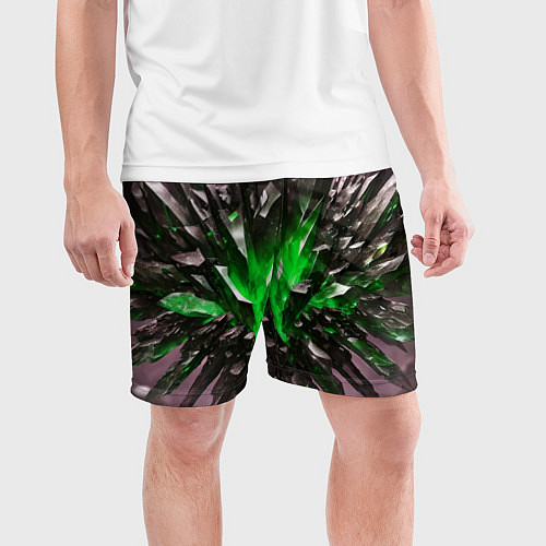 Мужские спортивные шорты Драгоценный камень зелёный / 3D-принт – фото 3