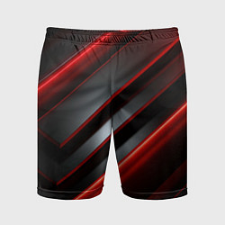 Мужские спортивные шорты Яркий красный свет из черной абстракции