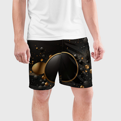 Мужские спортивные шорты Black gold luxury abstract / 3D-принт – фото 3