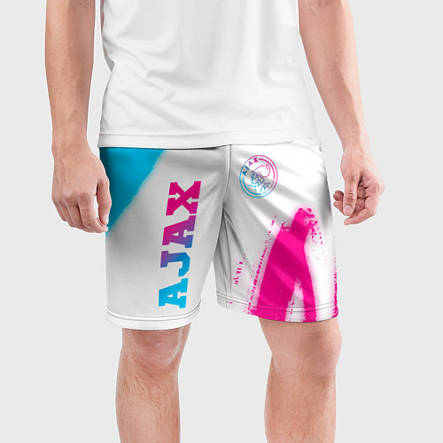 Мужские спортивные шорты Ajax neon gradient style вертикально / 3D-принт – фото 3