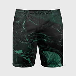 Шорты спортивные мужские Черно-зеленый мрамор, цвет: 3D-принт