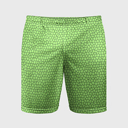 Шорты спортивные мужские Светло-зелёный мозаика, цвет: 3D-принт