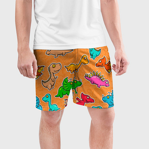 Мужские спортивные шорты Маленькие динозавры / 3D-принт – фото 3