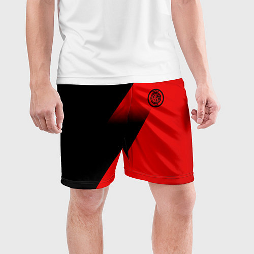 Мужские спортивные шорты Inter geometry red sport / 3D-принт – фото 3