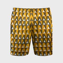 Шорты спортивные мужские Узор из треугольников жёлтый, цвет: 3D-принт