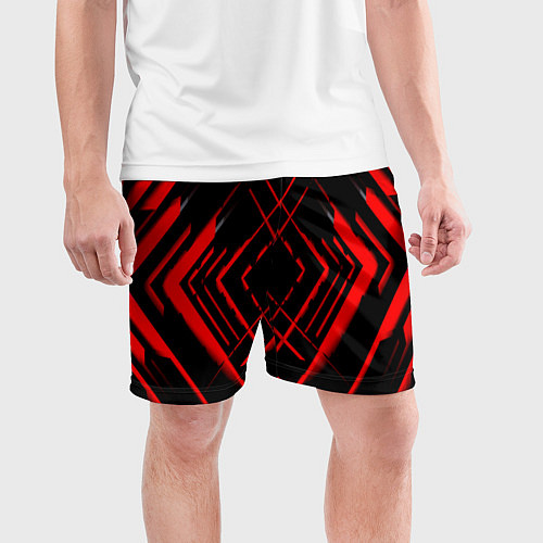 Мужские спортивные шорты Красные линии ромб / 3D-принт – фото 3