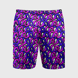 Мужские спортивные шорты Фиолетовый узор и чёрная обводка