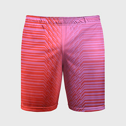 Шорты спортивные мужские Красные градиентные линии, цвет: 3D-принт
