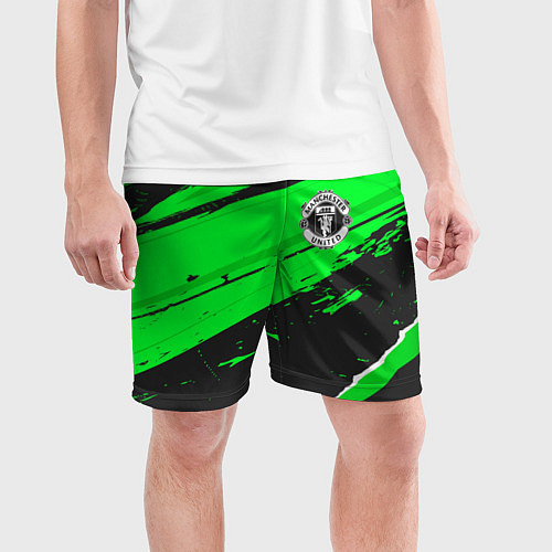 Мужские спортивные шорты Manchester United sport green / 3D-принт – фото 3