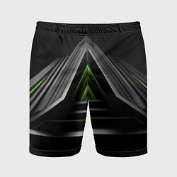 Мужские спортивные шорты Black green abstract nvidia style