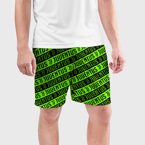 Мужские спортивные шорты Juventus green pattern sport / 3D-принт – фото 3