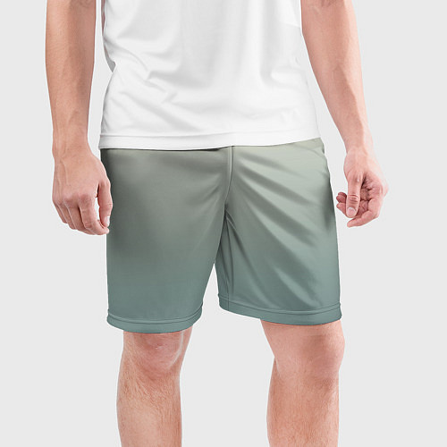 Мужские спортивные шорты Серо-зелёный приглушённый градиент / 3D-принт – фото 3